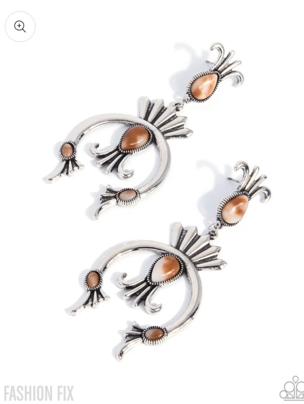 Bohemian Balancepaparazzi Silver Brown Teardrop Southwestern Dangle Earrings